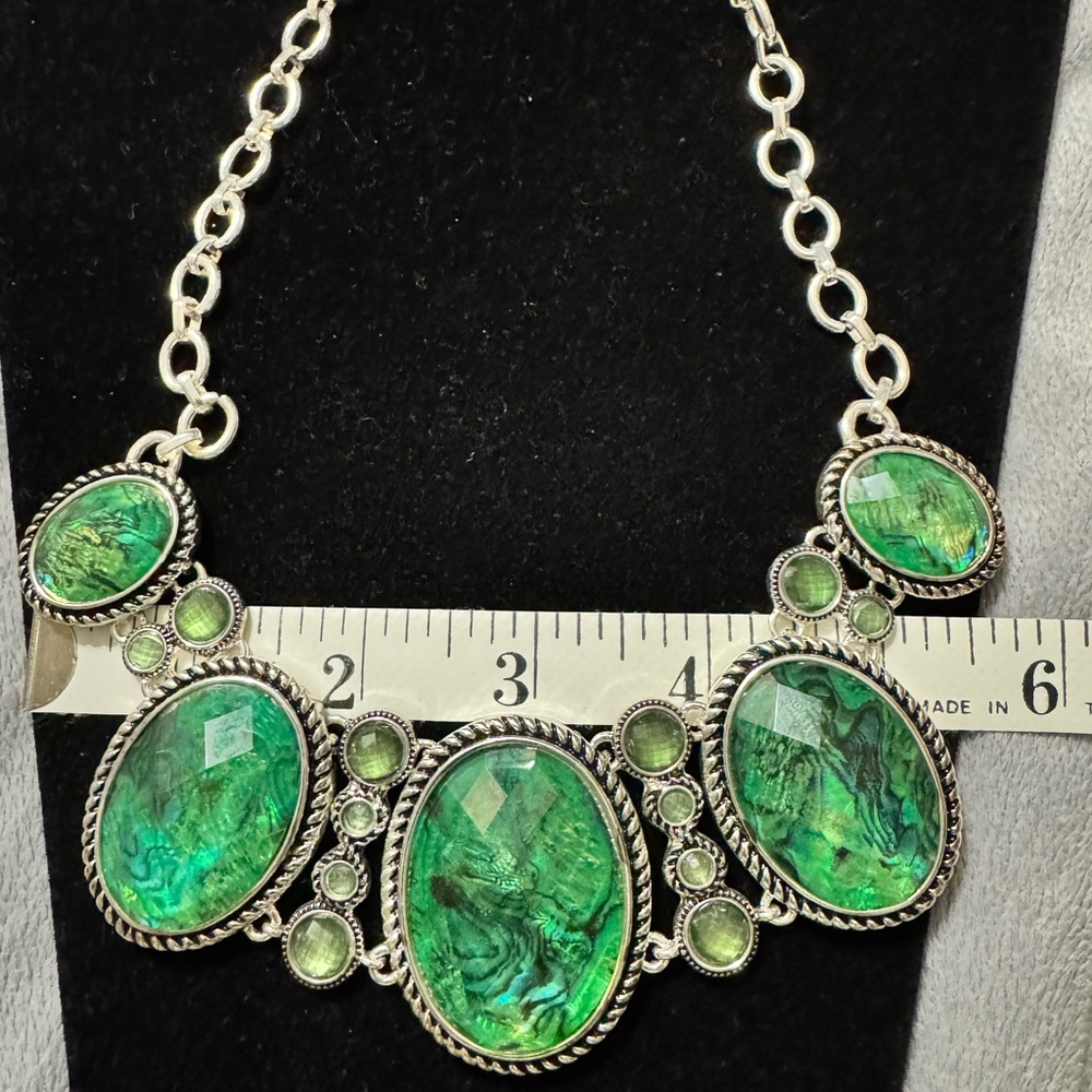 Napier Abstract Green Cabochon Statement Necklace - Picture 4 of 4